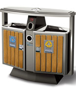 德瀾仕分類鋼木垃圾桶HT-WDF5555