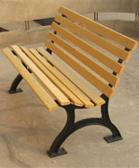 有靠背黃色鑄鐵腳室外休閑椅HT-XXY384