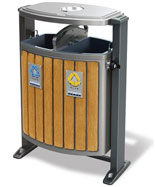 德瀾仕電解分類鋼木垃圾桶HT-WDF4444