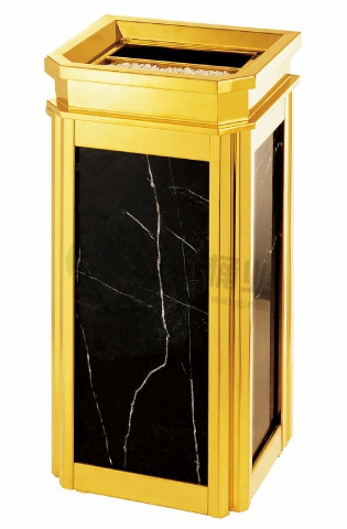 扁水晶座地大理石垃圾桶