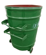 環(huán)衛(wèi)掛車綠色鐵皮圓形大鐵桶HT-GZ4860