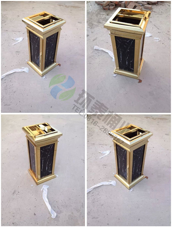 皇家座地鈦金大理石垃圾桶