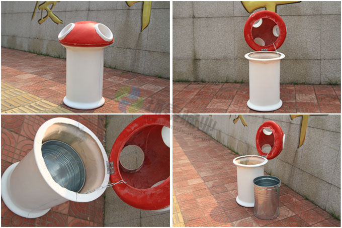 戶外蘑菇造型玻璃鋼垃圾桶