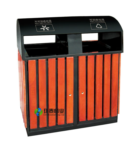 市政鋼木分類戶外垃圾桶