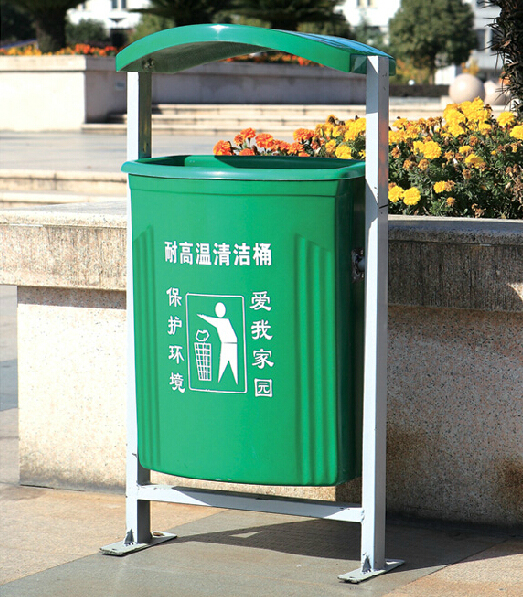 綠色帶蓋玻璃鋼垃圾桶