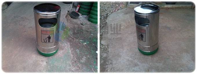 圓柱形戶外不銹鋼垃圾箱