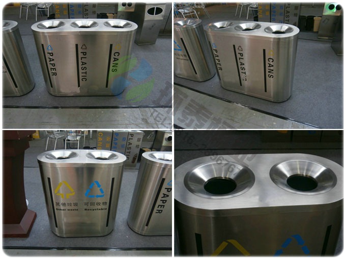 圓形三分類(lèi)不銹鋼果皮箱