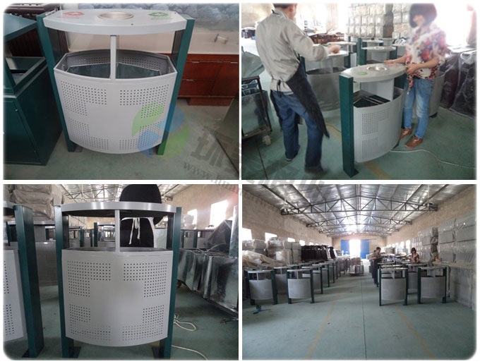 頂投口橢圓沖孔分類鋼制垃圾箱