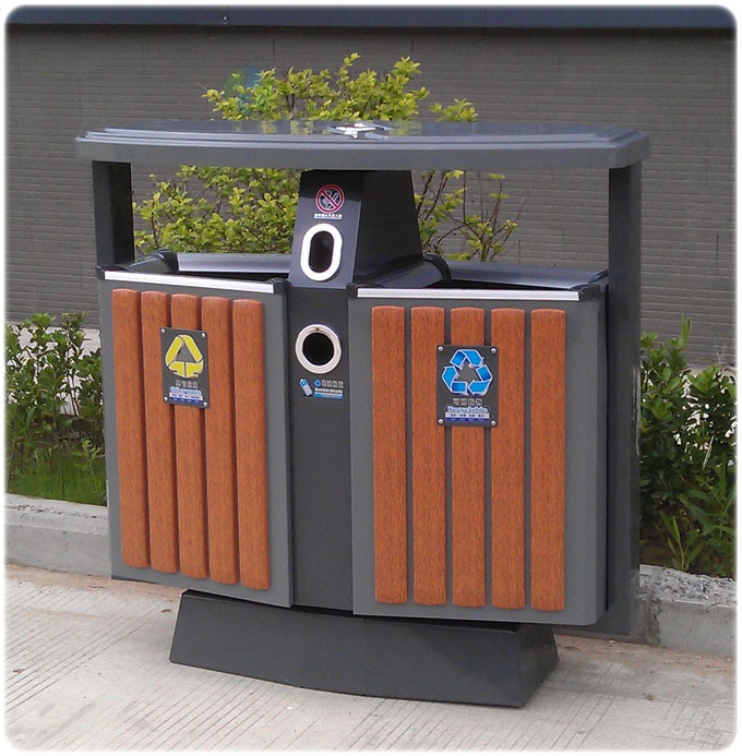 德瀾仕分類鋼木垃圾桶