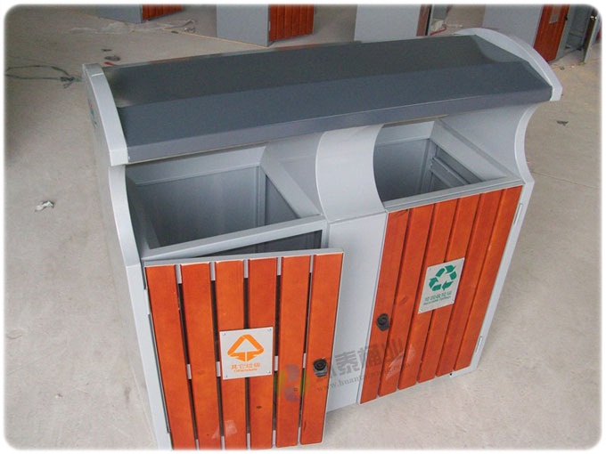 戶外鋼木街道垃圾桶