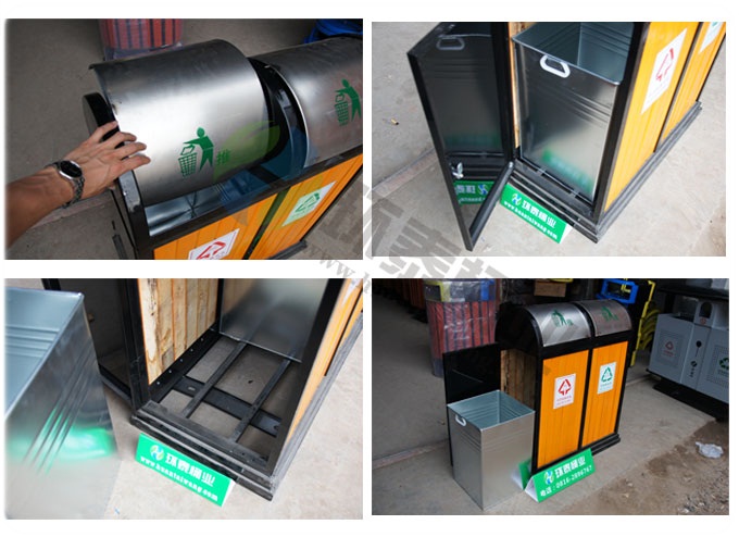 推拉式戶外鋼木垃圾桶