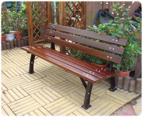 有靠背鑄鐵腳室外休閑凳