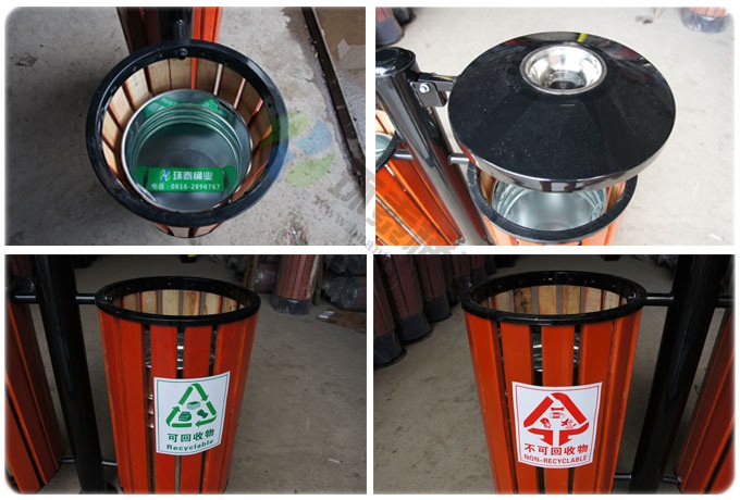 圓蓋式鋼木垃圾桶