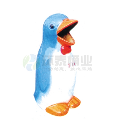 企鵝卡通造型玻璃鋼垃圾桶