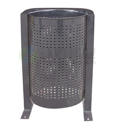 黑色圓形沖孔鋼制垃圾箱
