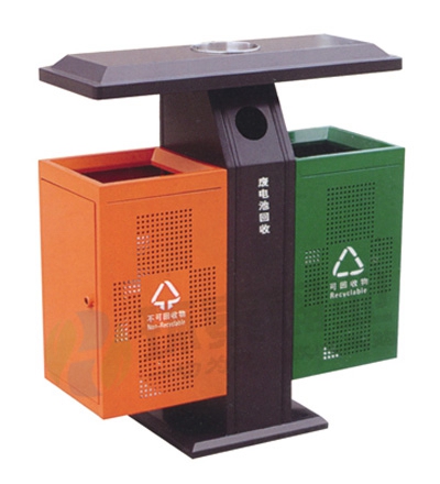 頂投口方形雙色沖孔鋼制垃圾桶