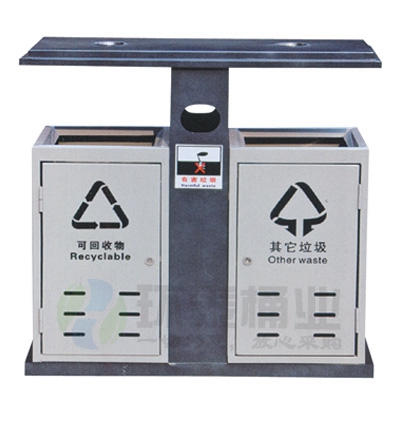 方形投口戶外分類鋼制沖孔垃圾桶