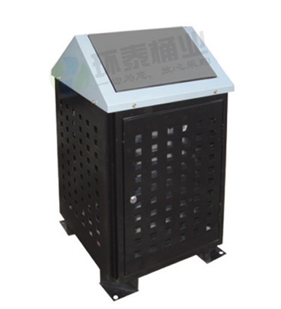 黑色鋼制沖孔垃圾箱