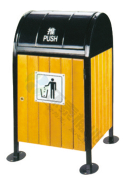 推蓋式木條單桶鋼木果皮箱