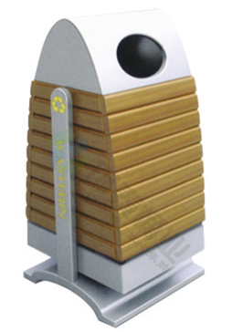 三角造型戶外鋼木垃圾桶