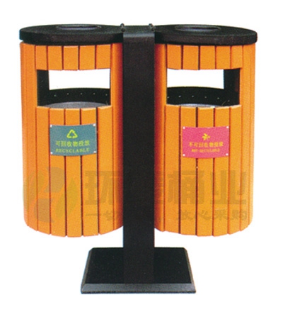 圓形鋼木分類垃圾箱