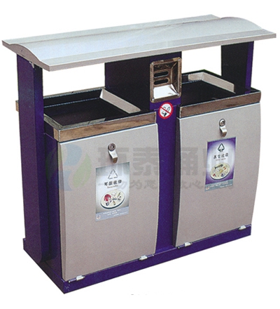 戶(hù)外藍(lán)色鋼制分類(lèi)垃圾桶