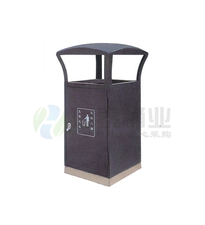 黑色四面投口鋼制垃圾桶
