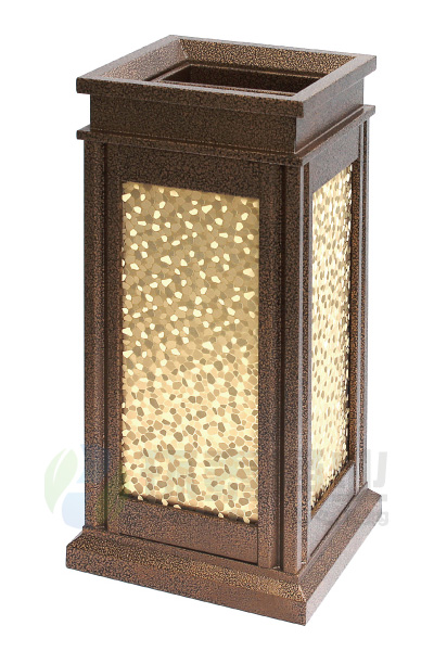 古銅漆四菱角座地垃圾桶