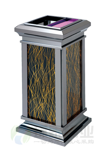 五彩繽紛玻璃黑金垃圾桶