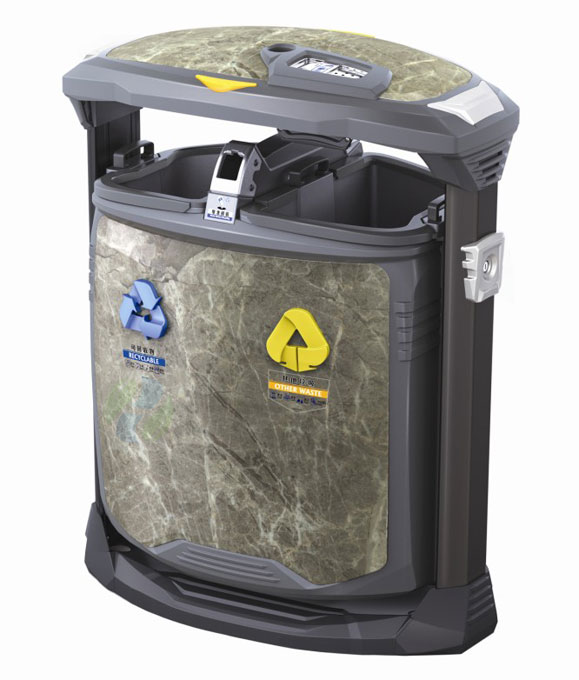 萬德福大理石紋鋼木垃圾桶HT-WDF100