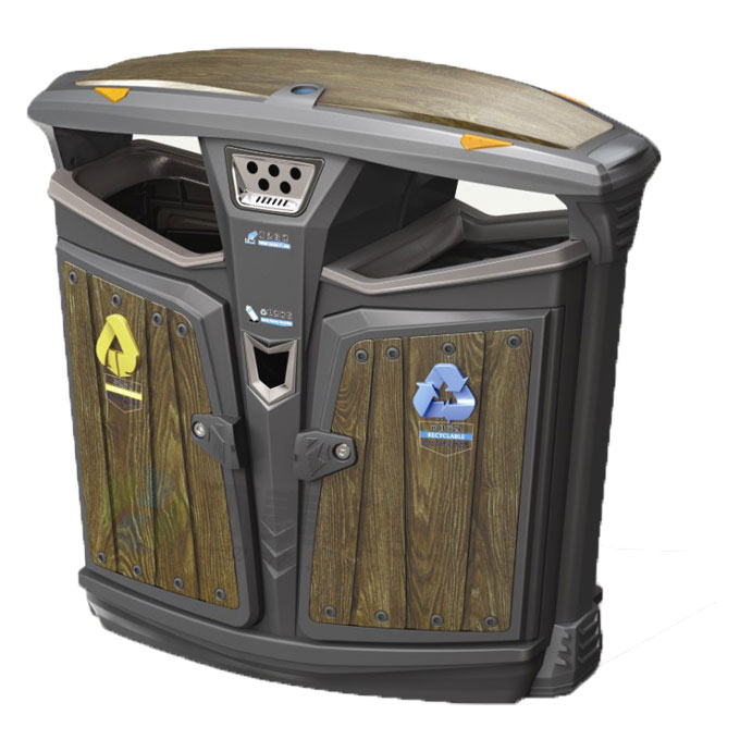 德瀾仕木紋鋼木垃圾桶HT-WDF400
