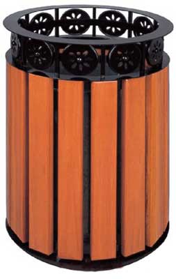 公園景區(qū)綠化帶專用鋼木垃圾桶