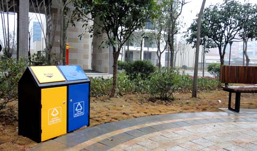 學(xué)校鋼制垃圾桶圖片