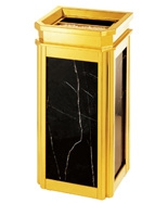 扁水晶座地大理石鈦金垃圾桶HT-SN006