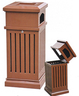 棕色方形鋼制垃圾筒HT-GZ4290