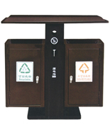 戶外棕色分類鋼板垃圾桶HT-GZ4750