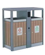 方形分類鋼制防腐木果皮箱HT-GM6070