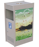 沖孔鋼制廣告垃圾桶HT-GG9150